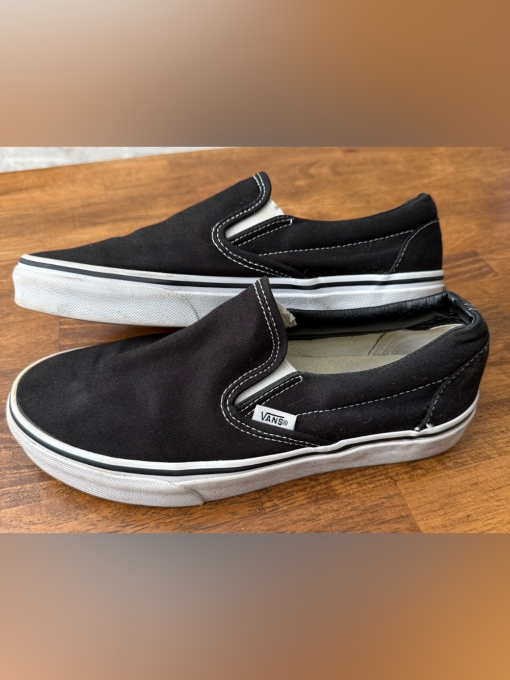Vans Black and White Classic Slip-On Loafers